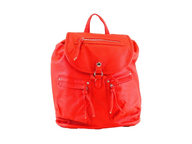 Bh301-red Faux Leather Backpack, Red