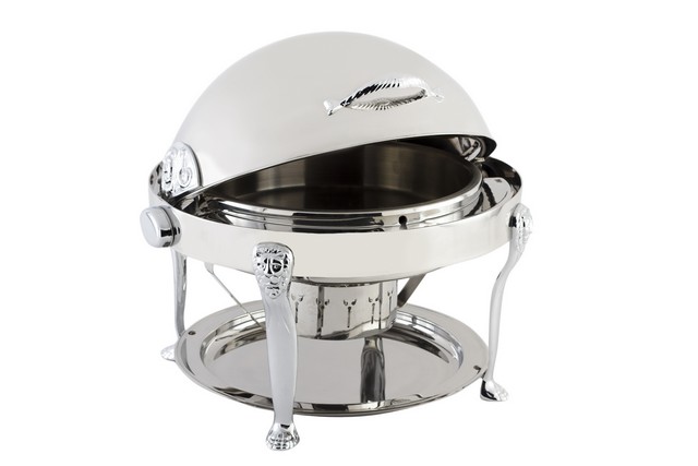 18000ch Stainless Steel Round Chafer With Lion Leg & Chrome Trim