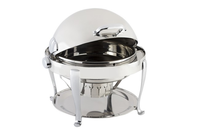 19000ch 2 Gal Stainless Steel Round Chafer With Roman Leg & Chrome Trim