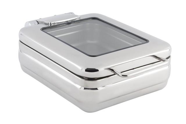 20308 1 Gal Rectangular Half Size Induction Chafing Dish With Glass & Without Stand, 12.25 X 19 X 5.25 In.