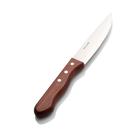 S937 10 In. Steak Knife With Dark Wood Handle & Pointed Tip Blade, Pack Of 12