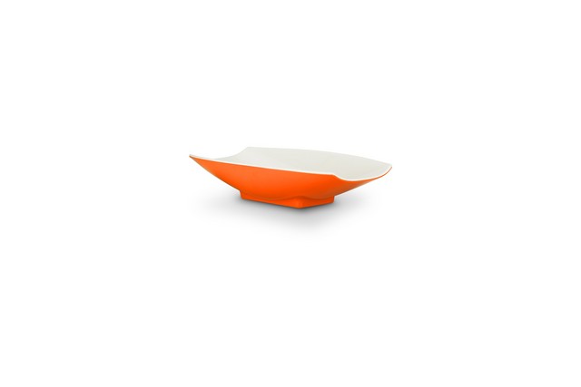 53701-2toneorange 8 X 4.75 X 2 In. Melamine Curves Bowl With Orange Outside & White Inside, 8 Oz