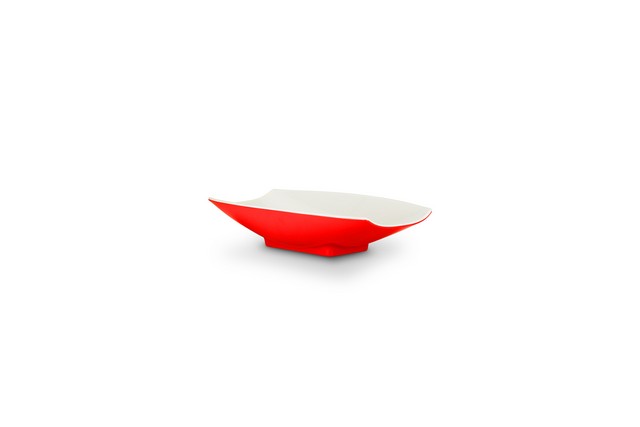 53701-2tonered 8 X 4.75 X 2 In. Melamine Curves Bowl With Red Outside & White Inside, 8 Oz