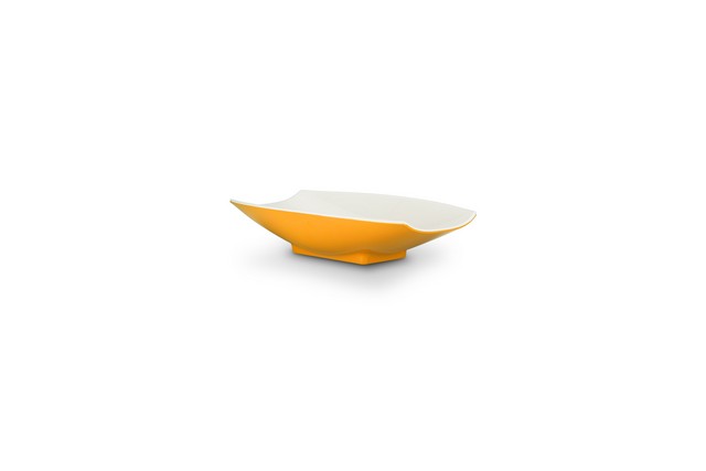 53701-2toneyellow 8 X 4.75 X 2 In. Melamine Curves Bowl With Yellow Outside & White Inside, 8 Oz