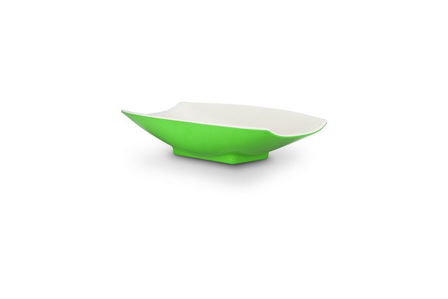53702-2tonelime 10.5 X 6.12 X 2.5 In. Melamine Curves Bowl With Lime Outside & White Inside, 24 Oz