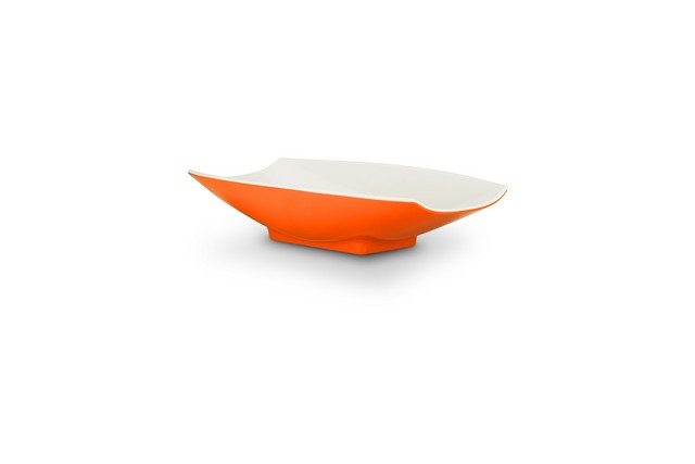 53702-2toneorange 10.5 X 6.12 X 2.5 In. Melamine Curves Bowl With Orange Outside & White Inside, 24 Oz