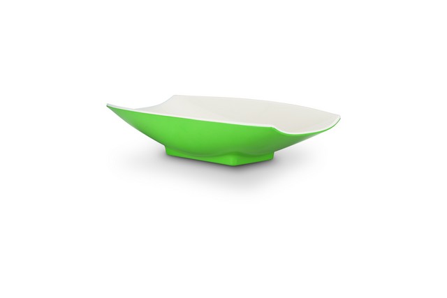 53703-2tonelime 12 X 6.75 X 2.75 In. Melamine Curves Bowl With Lime Outside & White Inside, 32 Oz - 1 Quart