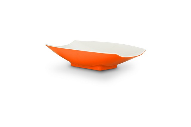 53703-2toneorange 12 X 6.75 X 2.75 In. Melamine Curves Bowl With Orange Outside & White Inside, 32 Oz - 1 Quart