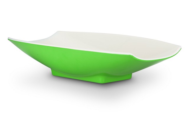 53705-2tonelime 21 X 12.12 X 4.25 In. Melamine Curves Bowl With Lime Outside & White Inside, 160 Oz - 5 Quart