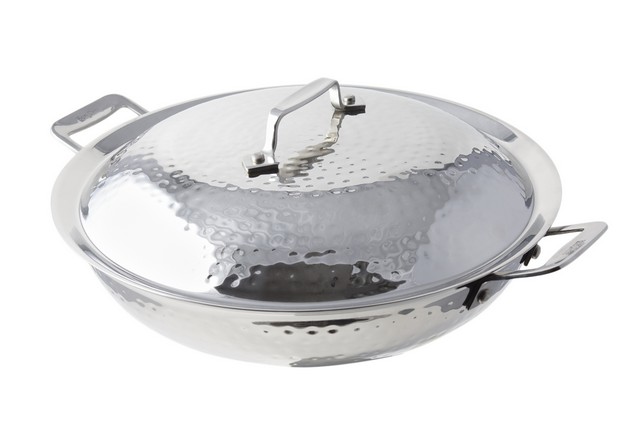 60015hf 12 In. Dia. Cucina Chef Pan With Lid Hammer & 2 Handles, 3.5 Quart