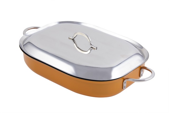 60023cfcldorange 15 X 11 X 2.87 In. Classic Country French Oblong Pan With Lid, Orange - 5 Quart