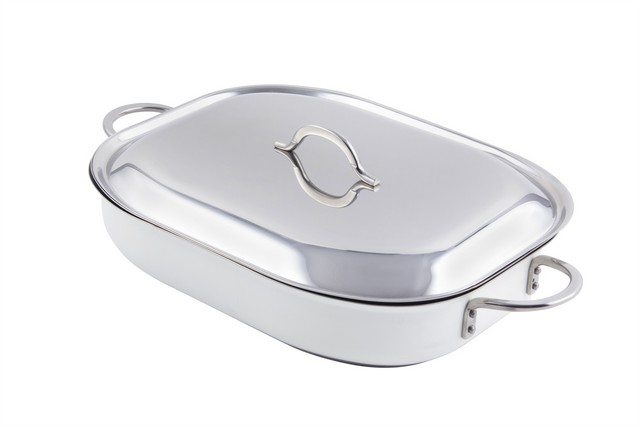 60023cfcldwhite 15 X 11 X 2.87 In. Classic Country French Oblong Pan With Lid, White - 5 Quart