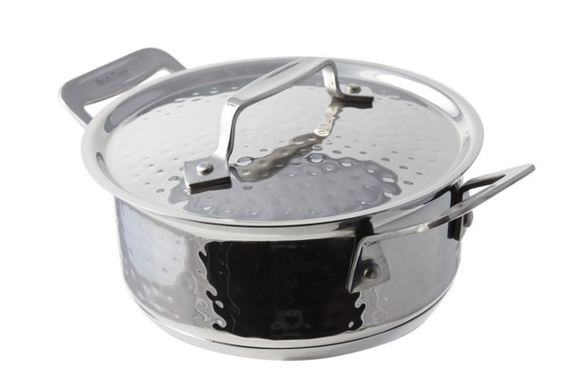 60025hf 6.87 In. Dia. Cucina Pan With Lid Hammered, 40 Oz