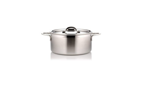 60299-2toness 7 In. Dia. Country French Two Tone Stainless Steel Pot With Cover & 2 Round Handles, 1 Quart - 22 Oz