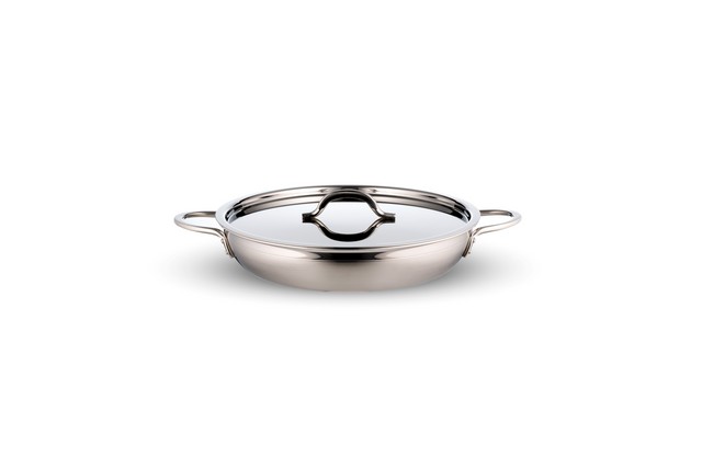 60304-2toness 10.12 X 1.87 In. Country French Two Tone Stainless Steel Saute 1 Quart Pan Skill With Cover Double & 2 Round Handles, 20 Oz