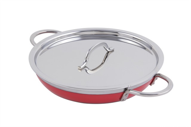 60304red 10.12 X 1.87 In. Classic Country French Collection Saute 1 Quart Pan & Skillet With Cover Double Handle, Red - 20 Oz