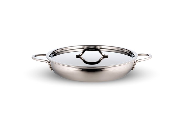 60305-2toness 11 X 2 In. Country French Two Tone Stainless Steel Saute 2 Quart Pan & Skillet With Cover Double Handle & 2 Round Handles, 12 Oz