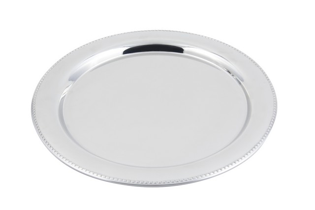 61330 13 In. Dia. Round Tray With Bead Border