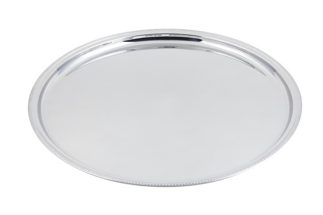 61333 20 In. Dia. Round Tray With Bead Border