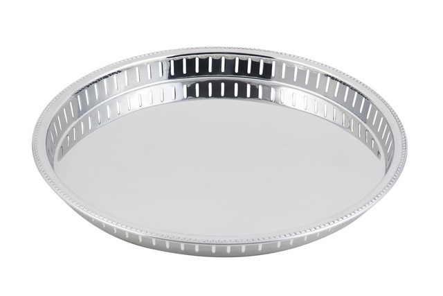 61341 15 In. Dia. Bar Tray With Bead Rim
