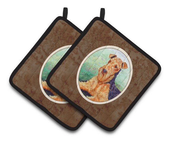 7239pthd Airedale Terrier Pair Of Pot Holders, 7.5 X 3 X 7.5 In.