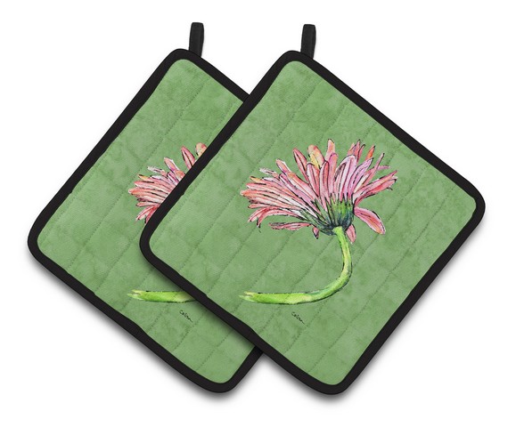 8853pthd Gerber Daisy Pink Pair Of Pot Holders, 7.5 X 3 X 7.5 In.