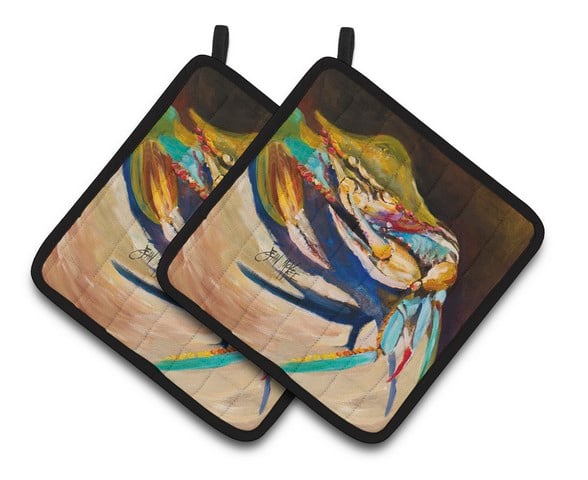 Jmk1258pthd Crab To Claw Up Crab Pair Of Pot Holders, 7.5 X 3 X 7.5 In.
