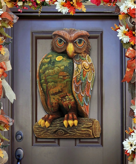 8158912h Woodsy Night Owl Wooden Decorative Door Hanger - 24 X 14 X .25 In.