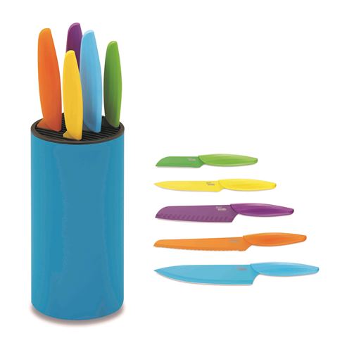 A096425 5 Colored Knives With Blue Block