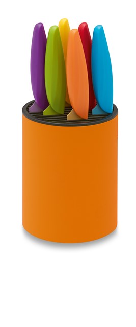 A096435 6 Colored Steak Knives With Orange Block