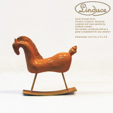 Nr 7 - No.1  Zadros Orange Rocking Horse No.1 Ceramic Sculpture - Small