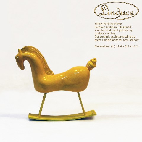 Nr 7 - No.2  Zadros Yellow Rocking Horse No.2 Ceramic Sculpture