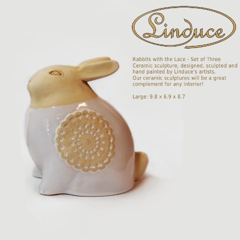 Nr 12  Zadros Rabbits With The Lace Ceramic Sculpture - Middle