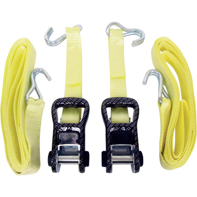 45119 Carbonx Ratchet Tie-downs - 2 Pack, 14 Ft. X 1.5 In. Each - 5000 Lbs Breaking Strength - Yellow - Model No. 259