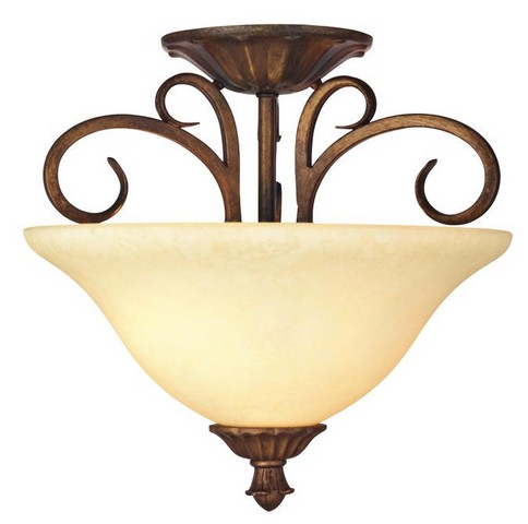 6221000 Regal Springs Two Light Indoor Semi Flush Ceiling Fixture, Ebony Gold