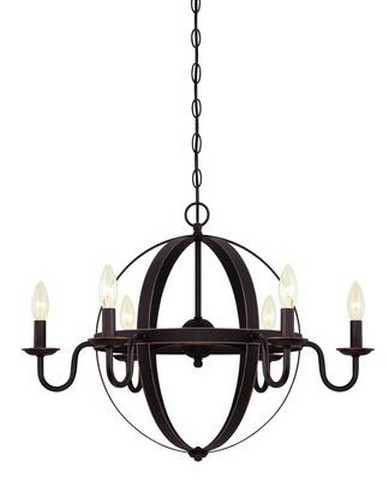 6303300 Brixton Six Light Indoor Chandelier, Oil Rubbed Bronze With Highlights