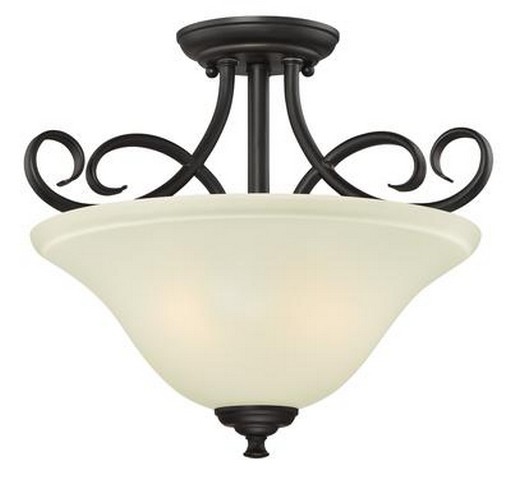 6306500 Dunmore Two Light Indoor Semi Flush Ceiling Fixture, Oil Rubbed Bronze With Frosted Glass