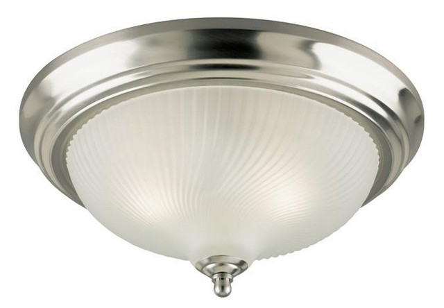 6430500 Two Light Indoor Flush Mount Ceiling Fixture, Brushed Nickel With Frosted Swirl Glass