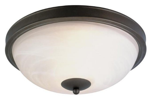 6722500 Two Light Indoor Flush Mount Ceiling Fixture, Organic Gold With Frosted White Alabaster Glass