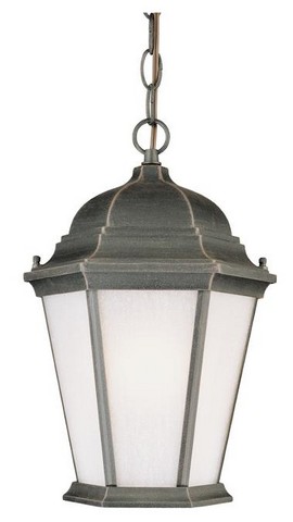 6750900 One Light Outdoor Pendant, Rust With Frosted Seeded Glass Panels