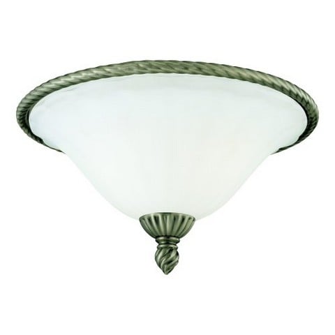 6935000 Two Light Flush Mount Ceiling Fixture, Antique Nickel Frosted Spiral Glass