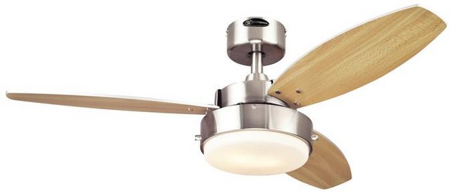 Alloy 42 In. Reversible Three Blade Indoor Ceiling Fan With Light, Brushed Nickel