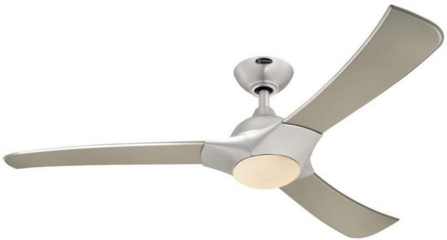 52 In. Techno Three Gray Abs Resin Blade Indoor Led Ceiling Fan, Brushed Aluminium With Remote Control