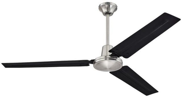 56 In. Industrial Three Black Steel Blade Indoor Ceiling Fan With Ball Hanger Installation System & Wall Control