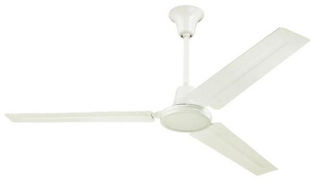 56 In. Industrial 3 White Steel Blades Indoor Ceiling Fan, White With Wall Control