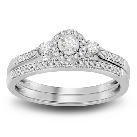 10 Kt White Gold 0.20 Ct Diamond Ladies Bridal Ring, 7 In.