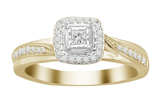 10 Kt Yellow Gold 0.20 Ct Diamond Ladies Ring, 7 In.