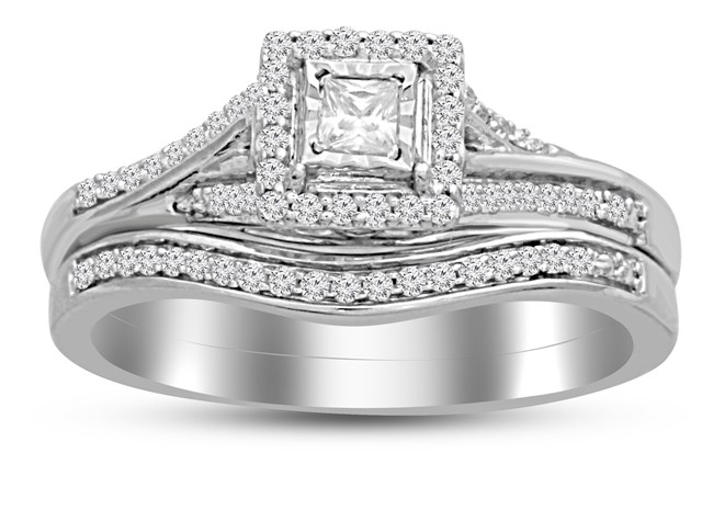 10 Kt White Gold 0.25 Ct Diamond Ladies Bridal Ring, 7 In.