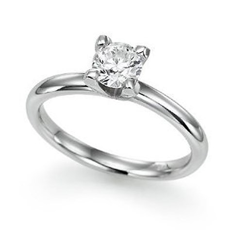 14 Kt White 0.10 Ct Diamond Ladies Ring, 7 In.