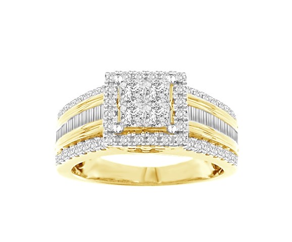 10 Kt Yellow Gold 0.50 Ct Diamond Ladies Ring, 7 In.